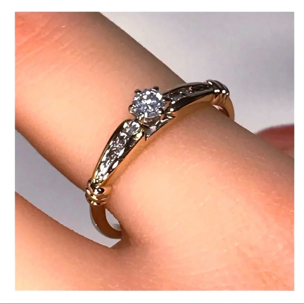 14KT SOLID YELLOW GOLD .25 CARAT TOTAL WEIGHT 6 PRONG SET DIAMOND ACCENT BEAUTY - Picture 8 of 12